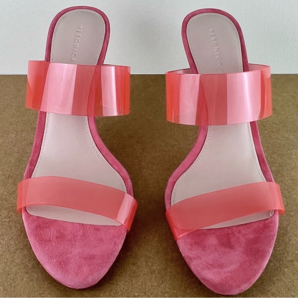 NEW VERONICA BEARD PINK SUEDE HEELS - Picture 10 of 12